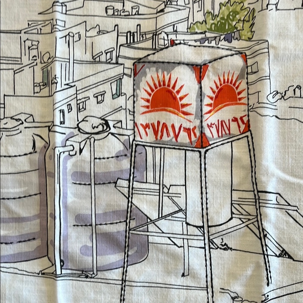 IKEA LOKALT Amman City White Cotton Linen Throw Blanket Embroidery Block Print - Picture 6 of 10